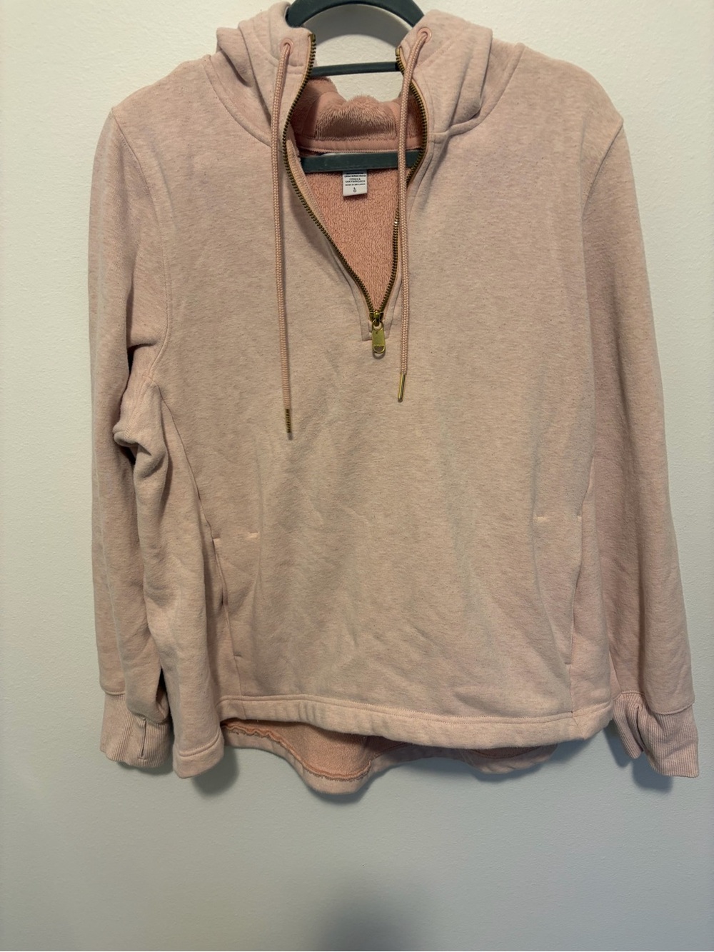 Athleta Plush Half-Zip Hooded Pullover in Blush